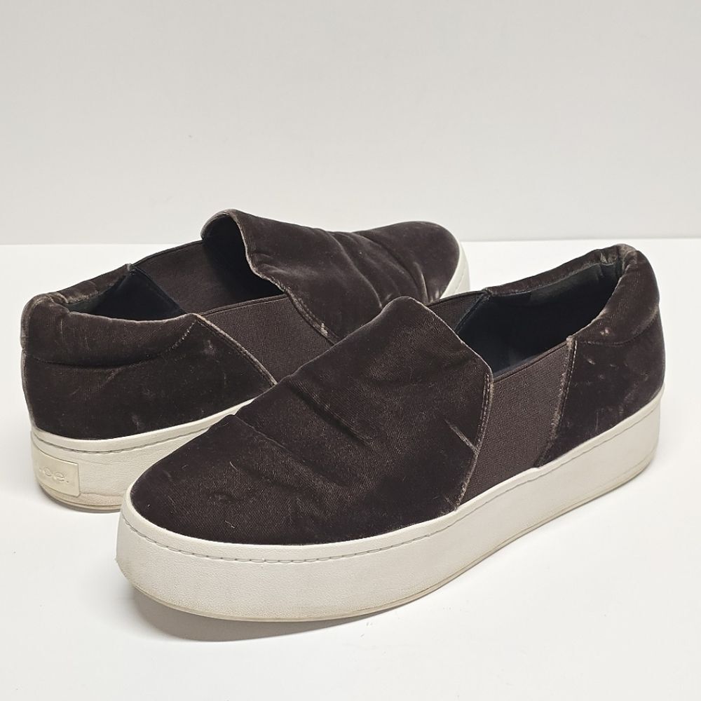 Vince Warren Brown Velour Sneaker Loafers Slip On Platform Shoes Women's 10